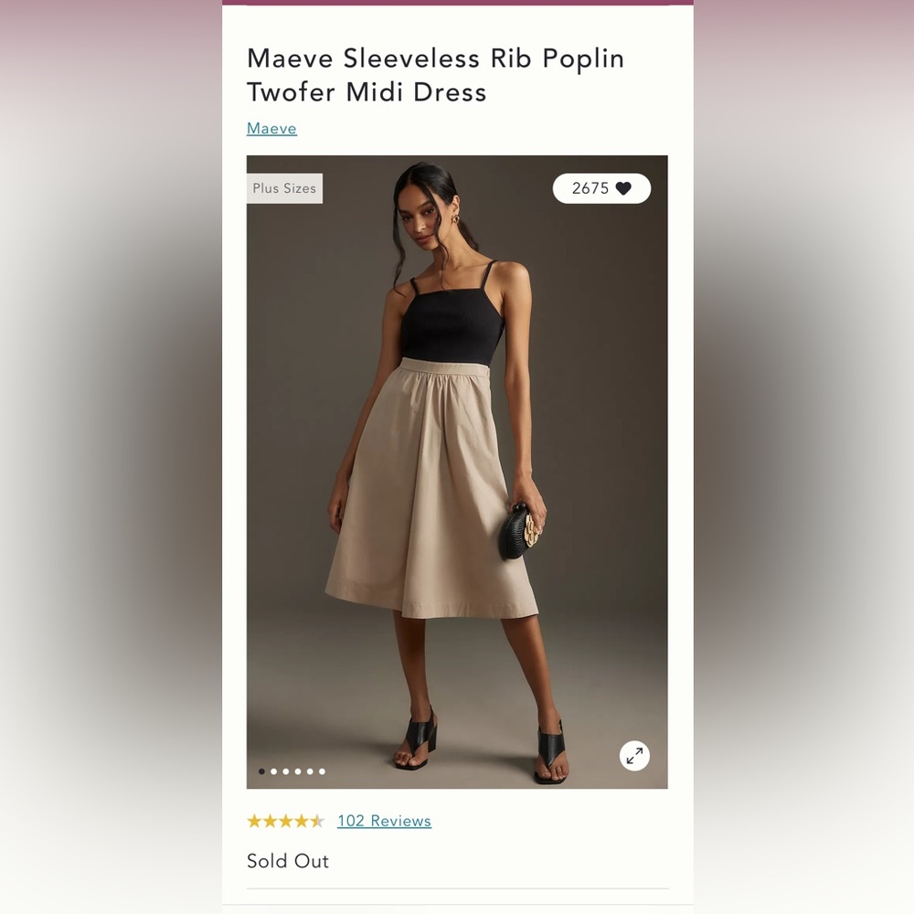 Maeve Sleeveless Rib Poplin
Twofer Midi Dress